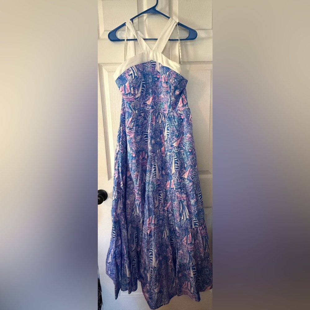 Lilly Pulitzer Blue and Pink Maxi Skirt